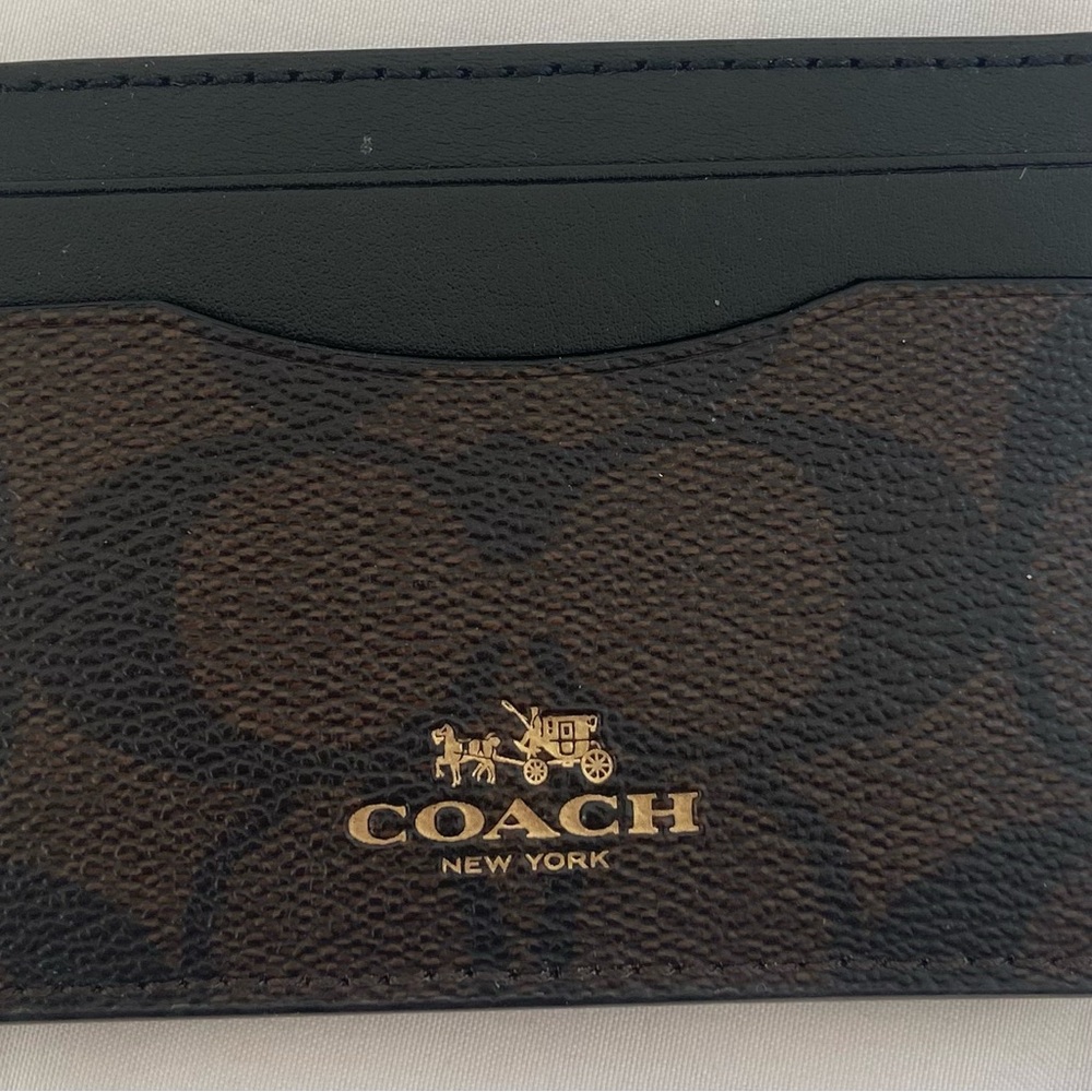 Coach Men's Black and Brown Card Holder